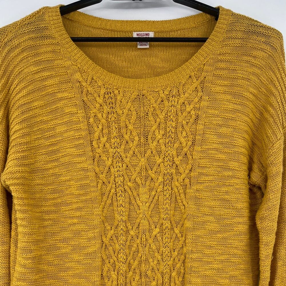 Mossimo Cable Knit Womens Sweater Sz XXL Mustard Boho Rustic Cottage Lagenlook - Picture 4 of 11